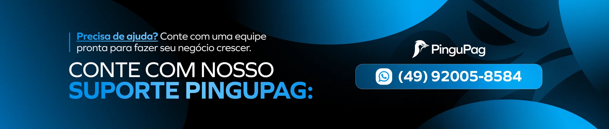 Precisa de ajuda? Conte com nosso suporte PinguPag: WhatsApp (49) 92005-8584
